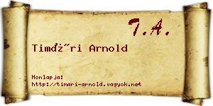 Timári Arnold névjegykártya